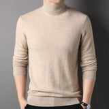 Mens Turtleneck Pure Cashmere Sweater Long Sleeve Ribbed Hem Knit Bottoming Tops