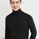 Mens Turtleneck Cashmere Sweater Long Sleeve Soft Knit Pullover Ribbing Edge