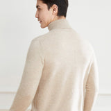 Mens Turtleneck Cashmere Sweater Long Sleeve Soft Knit Pullover Ribbing Edge