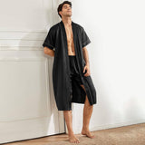 Men's Short Sleeved Green Silk Robe