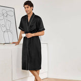 Men's Short Sleeved Green Silk Robe