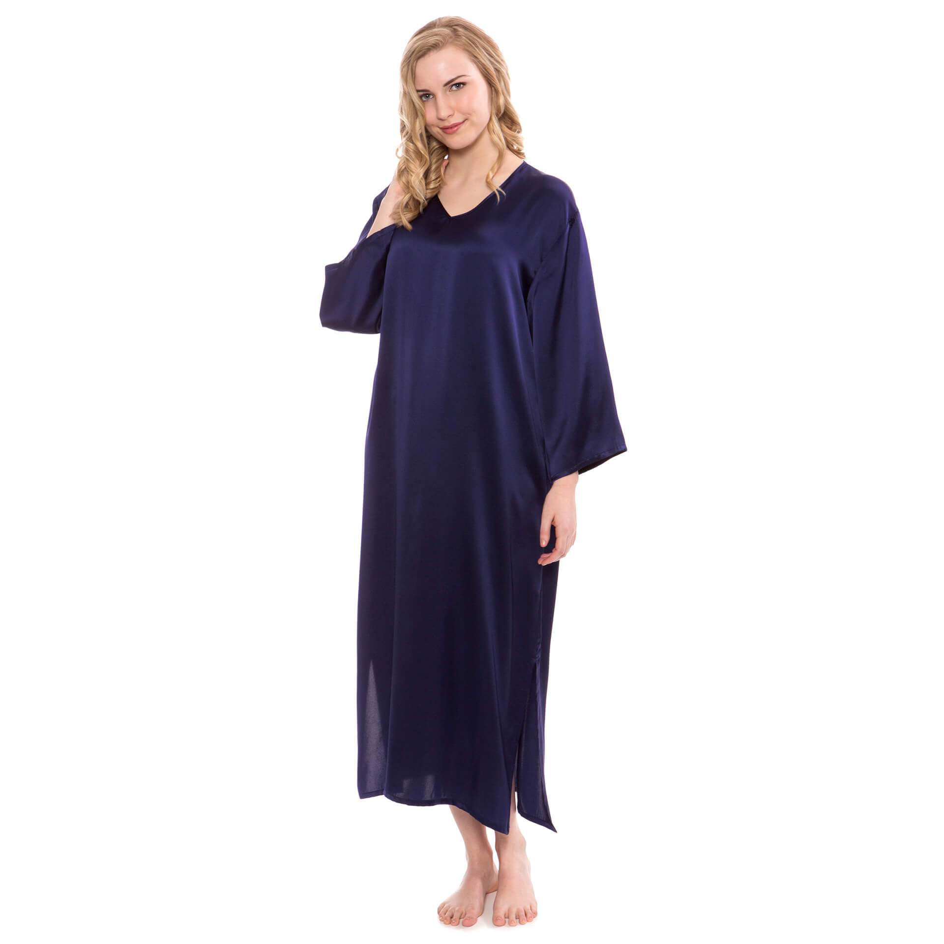 Women Loose Pullover Silk Nightwear Long Silk Dressing Gown