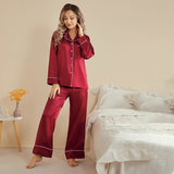 Women Silk Pjs Long Sleeves Luxury Silk Pajamas Set