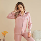 Women Silk Pjs Long Sleeves Luxury Silk Pajamas Set