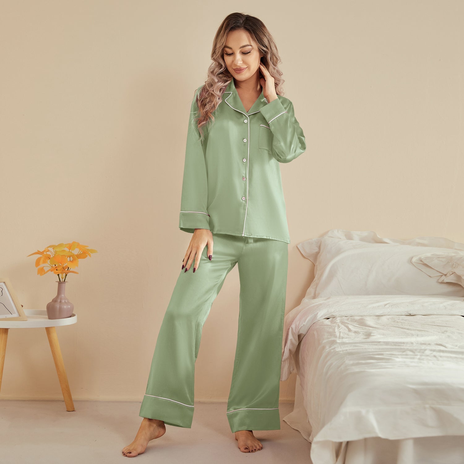 Luxury silk pyjamas ladies sale