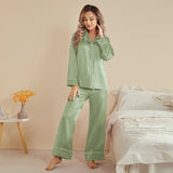 Women Silk Pjs Long Sleeves Luxury Silk Pajamas Set