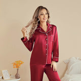 Women Silk Pjs Long Sleeves Luxury Silk Pajamas Set