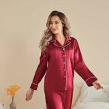 Women Silk Pjs Long Sleeves Luxury Silk Pajamas Set