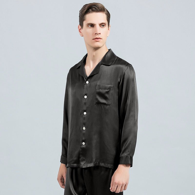 One Piece Men's Black Silk Pajama Top