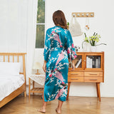 Peacock & Flowers Silk Kimono for Women Hand Painted silk Kimono - slipintosoft