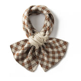 Plaid Small Crossed Cashmere Scarf Thick Cashmere Neck Warmer for Winter