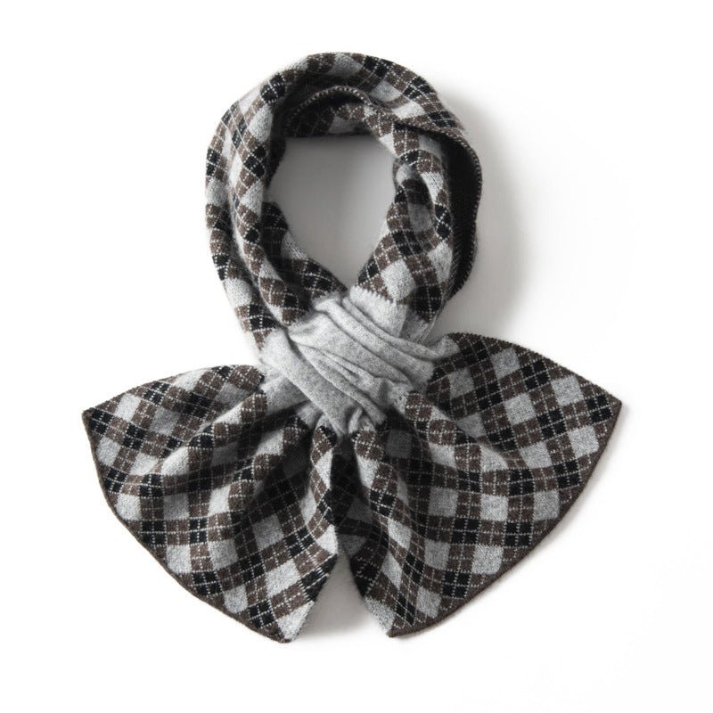 Plaid Small Crossed Cashmere Scarf Thick Cashmere Neck Warmer for Winter Cashmere Scarf