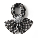 Plaid Small Crossed Cashmere Scarf Thick Cashmere Neck Warmer for Winter