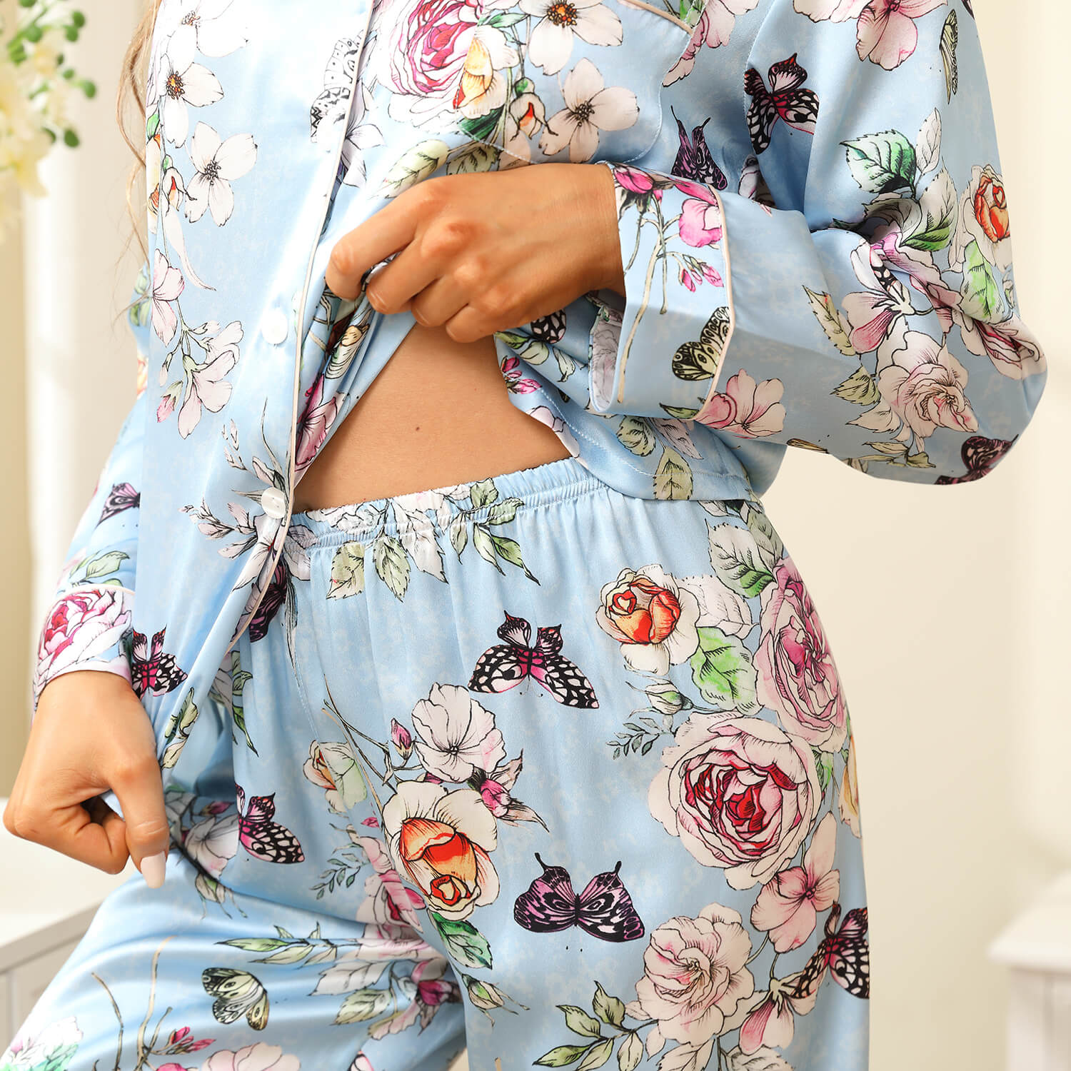 Butterfly silk pyjamas sale