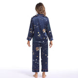 Printed Silk Pajama Set Galaxy Women's Long Silk Two Piece Pajamas