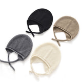 Pure Cashmere Beanie Hat Curl Edge Cashmere Ski Cap for Women Tie - able Hats Cashmere Hats