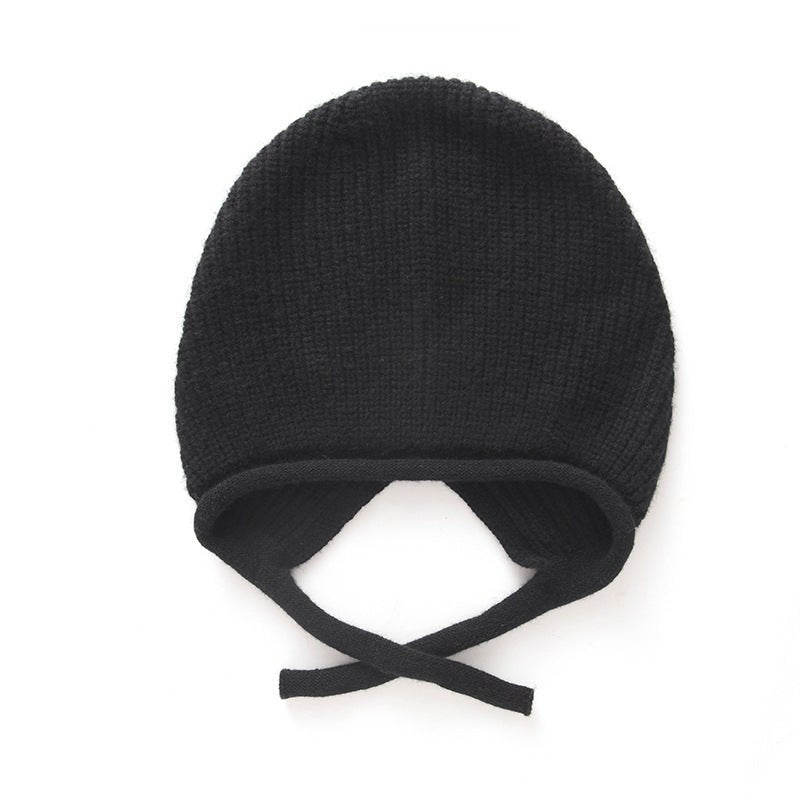 Pure Cashmere Beanie Hat Curl Edge Cashmere Ski Cap for Women Tie - able Hats