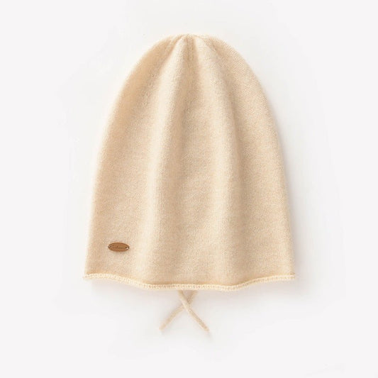 Pure Cashmere Beanie Hat with Drawstring Cashmere Double - Layered Ski Cap Head Warmer