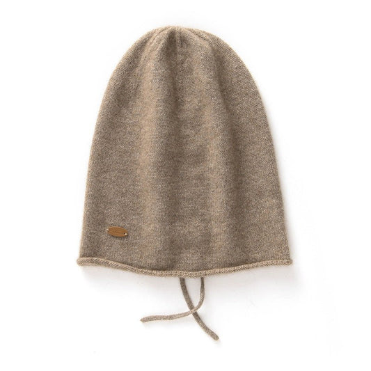 Pure Cashmere Beanie Hat with Drawstring Cashmere Double - Layered Ski Cap Head Warmer