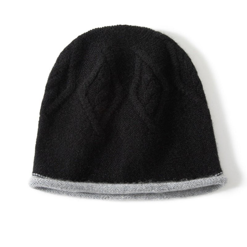 Pure Cashmere Bucket Hat with Curl Edge Cashmere Cable Knit Cap Mixed Colors