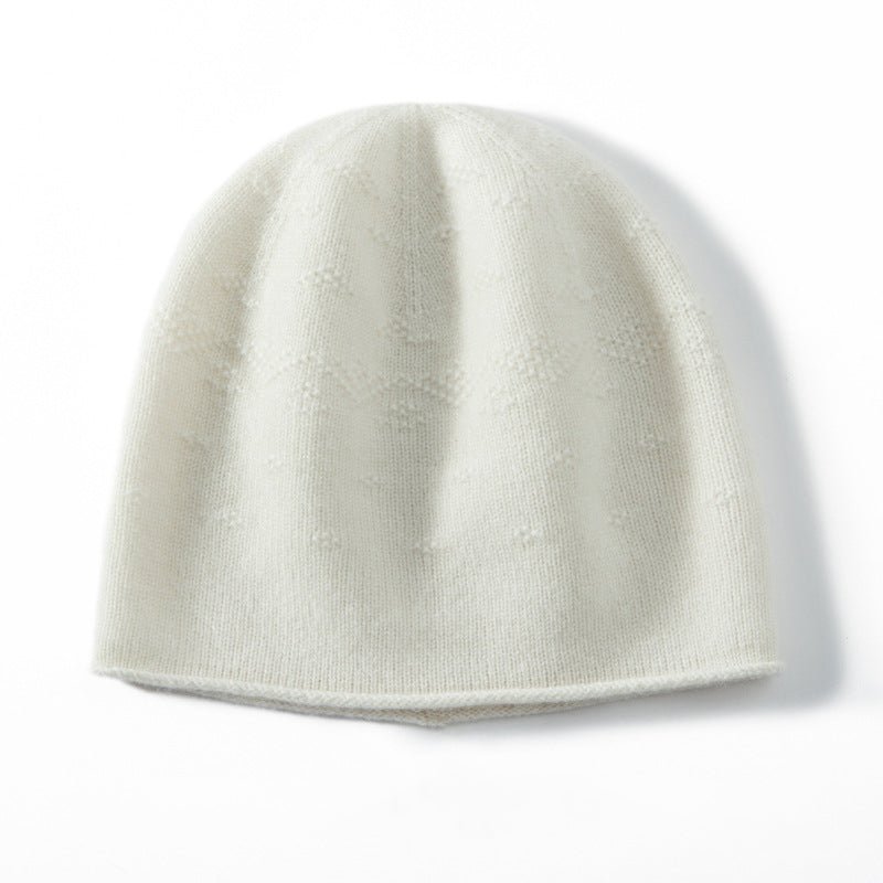 Pure Cashmere Cap with Curl Edge Solid Cashmere Hat Cashmere Crochet Beanie