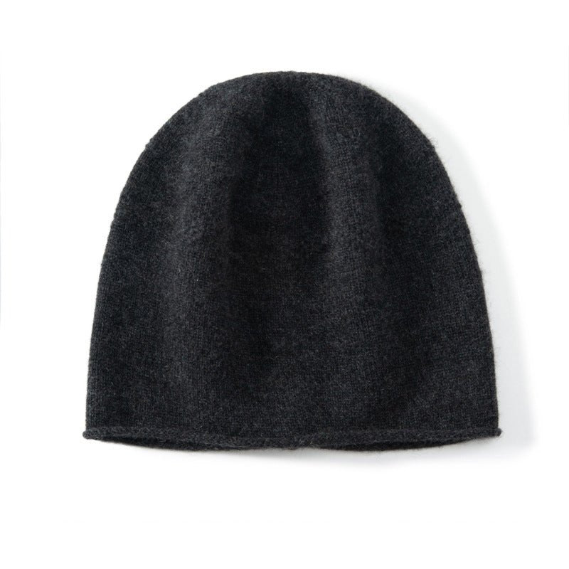 Pure Cashmere Cap with Curl Edge Solid Cashmere Hat Cashmere Crochet Beanie Cashmere Hats