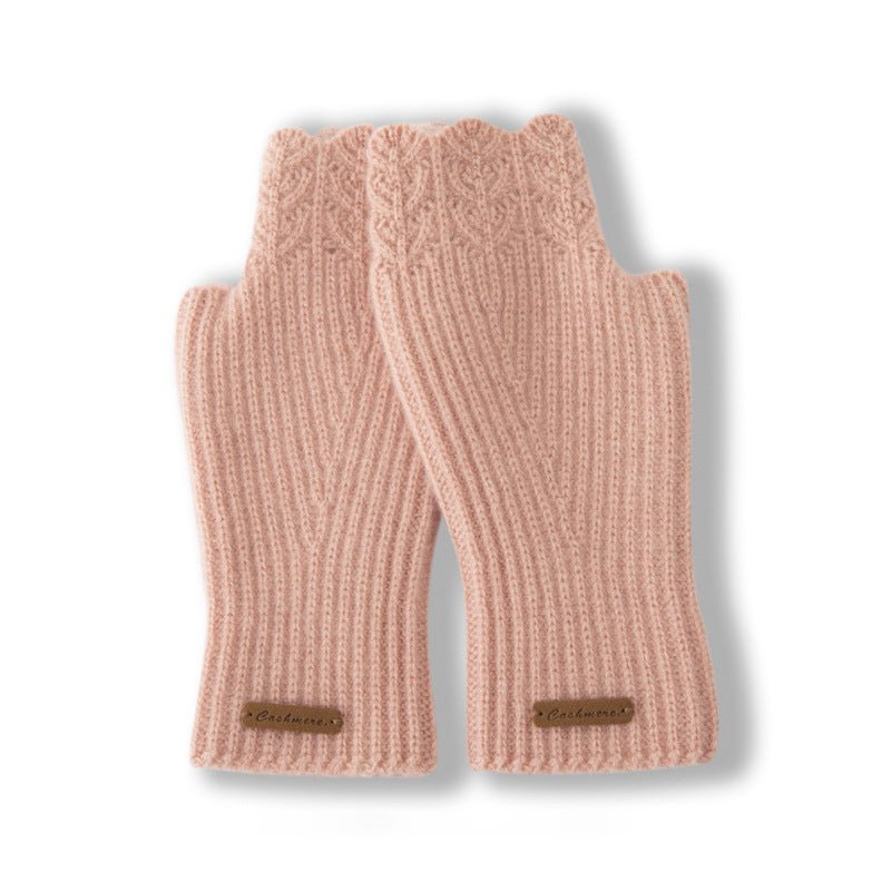 pure cashmere knitted gloves for women soft cashmere fingerless mitts for winter - slipintosoft