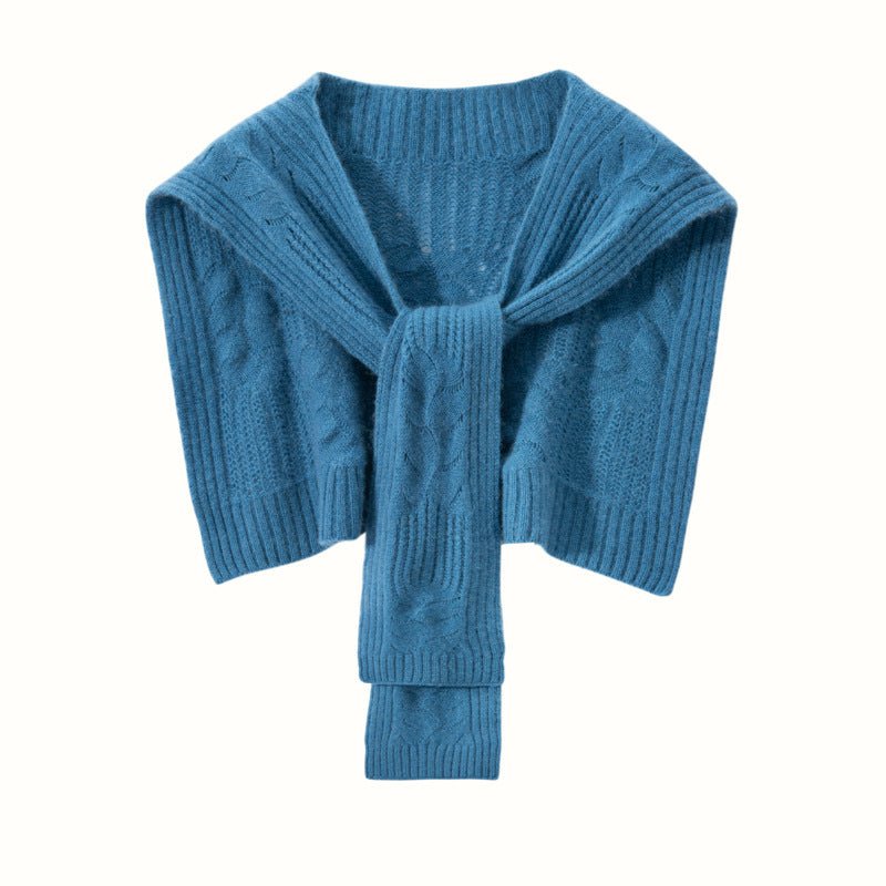 Pure Cashmere Shawl for Women Cut - out Knitted Solid Cashmere Scarf Back Warmer