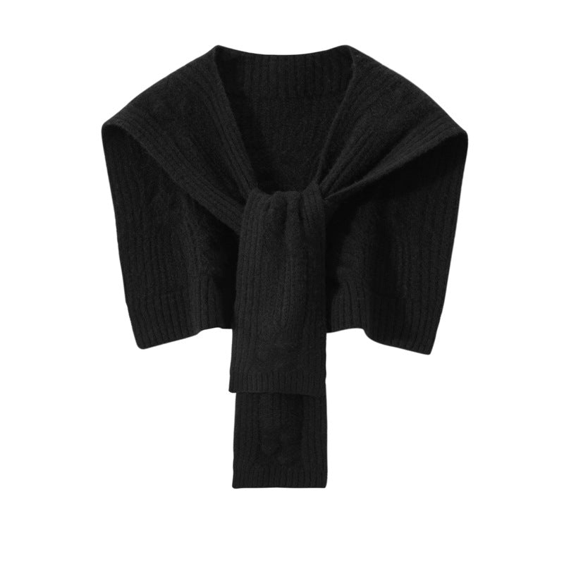 Pure Cashmere Shawl for Women Cut - out Knitted Solid Cashmere Scarf Back Warmer