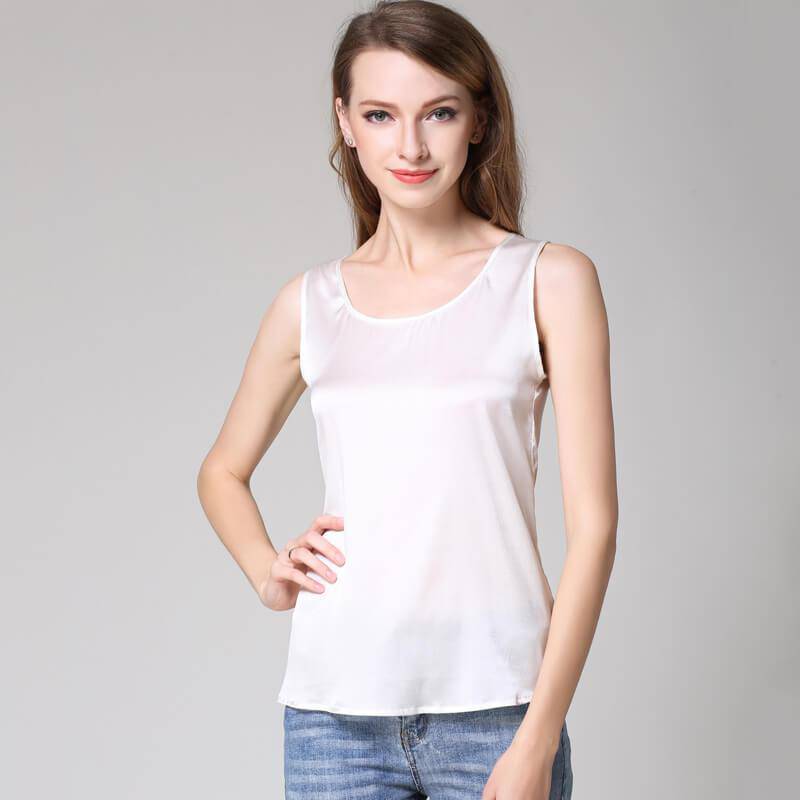 22 Momme Silk Tank Top Round Collar Sleeveless Silk Tank -  slipintosoft