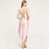 Luxurious Mulberry Silk Long Nightgown Sexy Draped Neck Nightdress - slipintosoft