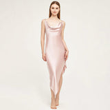 Luxurious Mulberry Silk Long Nightgown Sexy Draped Neck Nightdress - slipintosoft