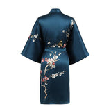 Short Silk Kimono Robe Women's Cherry Blossom Personalized Silk Kimono Dressing Gown Lounge Wears For Women -  slipintosoft