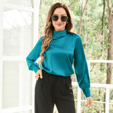 Ladies Retro Style Silk Shirt 100% Pure Silk Long Sleeves Elegant Blouse - slipintosoft