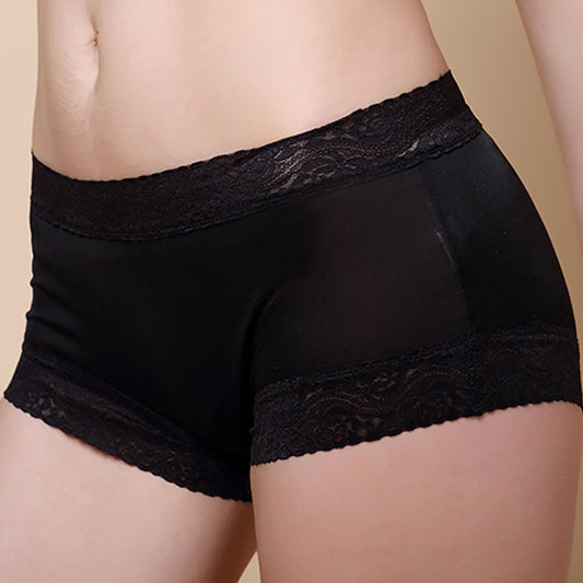 Silk boxer briefs for women summer lace silk mid - waist briefs