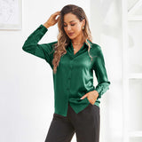 Silk Button Down Shirt For Women's Long Sleeve Silk Tops