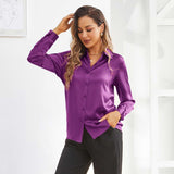 Silk Button Down Shirt For Women's Long Sleeve Silk Tops