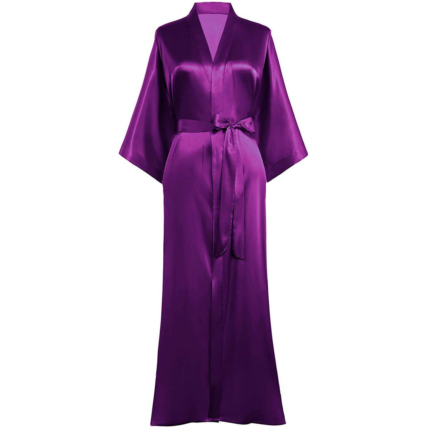 Silk Kimono Robe Long Wedding Bridesmaid Silk Bathrobe