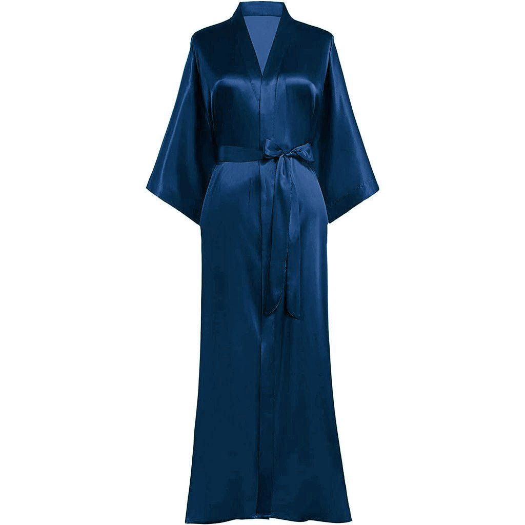 Silk Kimono Robe Long Wedding Bridesmaid Silk Bathrobe