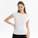 Silk knitted women's T-shirt slim vest mulberry silk round neck bottoming shirt - slipintosoft