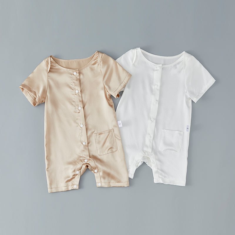 Silk Pajama Set for Baby Short Sleeve pure Silk Bodysuit For Babies