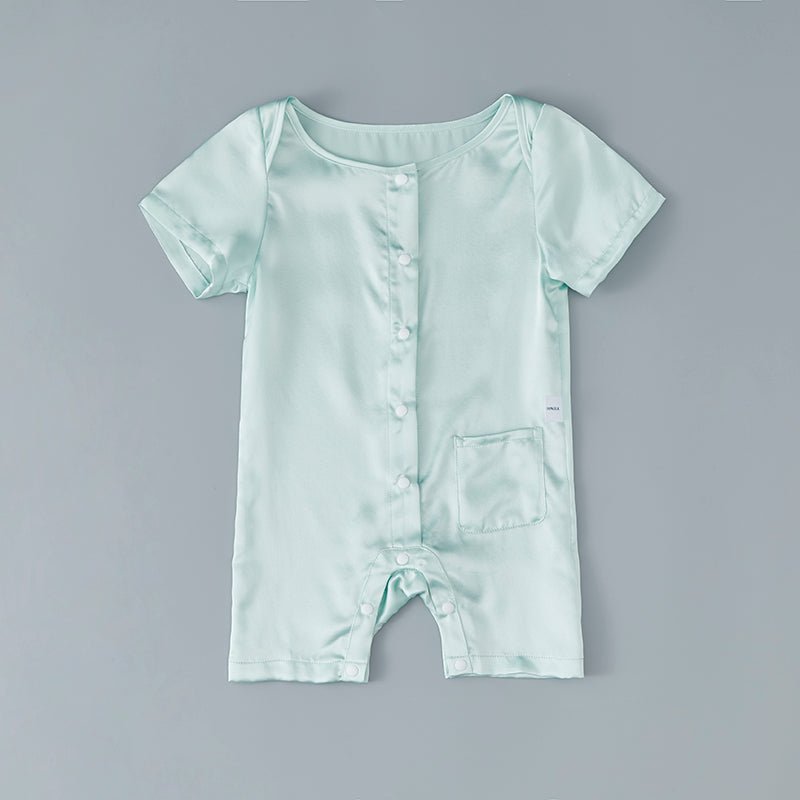 Silk Pajama Set for Baby Short Sleeve pure Silk Bodysuit For Babies