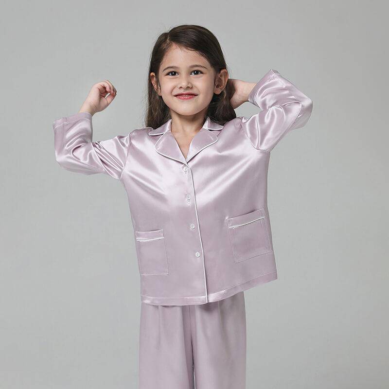 Silk Pajama Set for Kid Silk Sleepwear with pockets Gifts for Kids