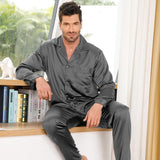 Silk Pajamas for Men Long Sleeve Soft Comfortable 100% Real Silk Pajamas Set - slipintosoft