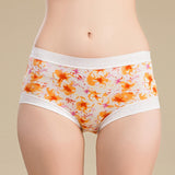 Silk printed boxer briefs knitted silk women's mid-waist briefs sexy, comfortable and breathable - slipintosoft