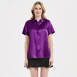 Silk Short - Sleeve Blouse for Office Ladies