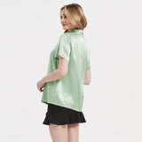 Silk Short - Sleeve Blouse for Office Ladies