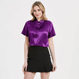 Silk Short - Sleeve Blouse for Office Ladies