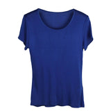 Silk round neck short sleeve women's T-shirt thin mulberry silk knitted bottoming shirt top - slipintosoft