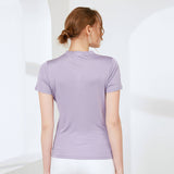 Silk top women's short - sleeved silk knitted bottoming shirt